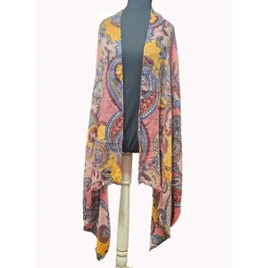 Beautiful Spring Pink Paisley Scarf / Wrap 68 inches x 58 Inches